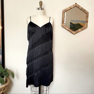 Black Layered Fringe Flapper Dress
